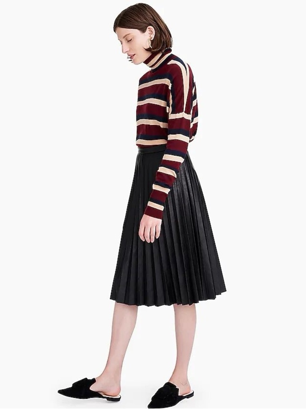 J.Crew Faux Leather Pleated Skirt in Black - EUC - Picture 8 of 15